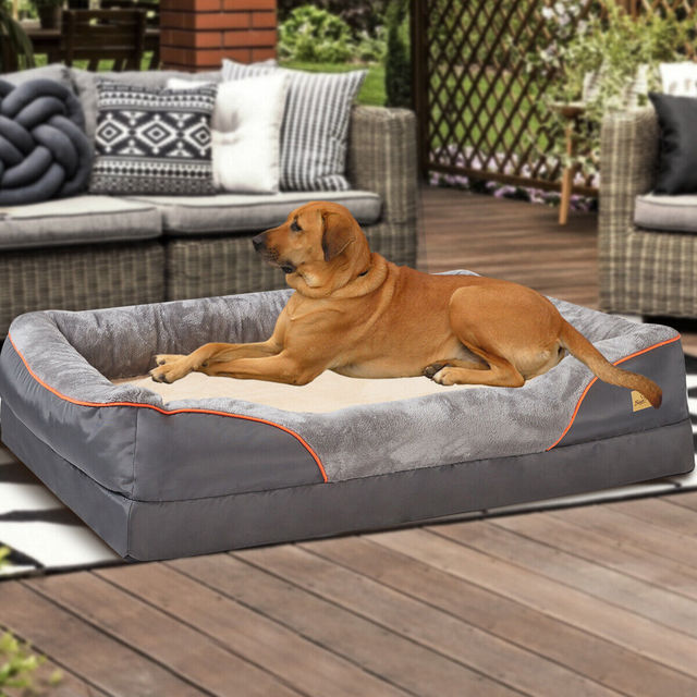 Premium memory foam dog bed, orthopedic support for large dogs. Durable pet furniture.