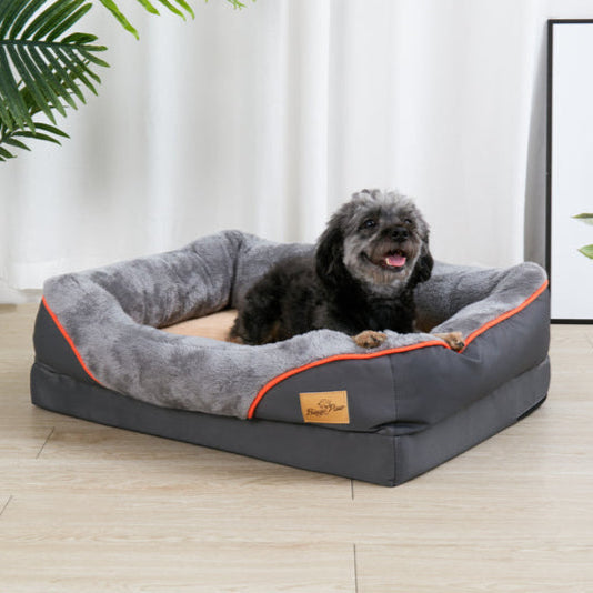 Large orthopedic dog bed with memory foam for joint relief & ultimate dog comfort.