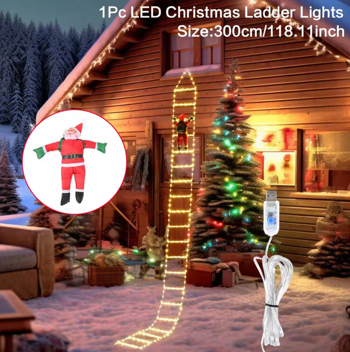 Giant outdoor climbing Santa Claus on a ladder, enhancing your Christmas display & festive yard decoration.