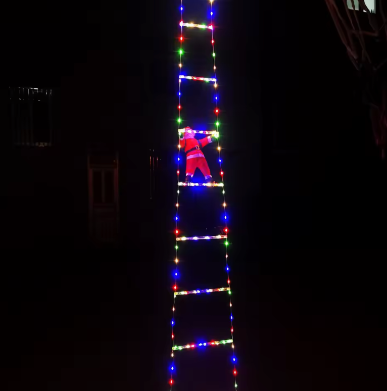 Festive outdoor Christmas climbing Santa ladder decoration, bringing holiday cheer to your yard & display.