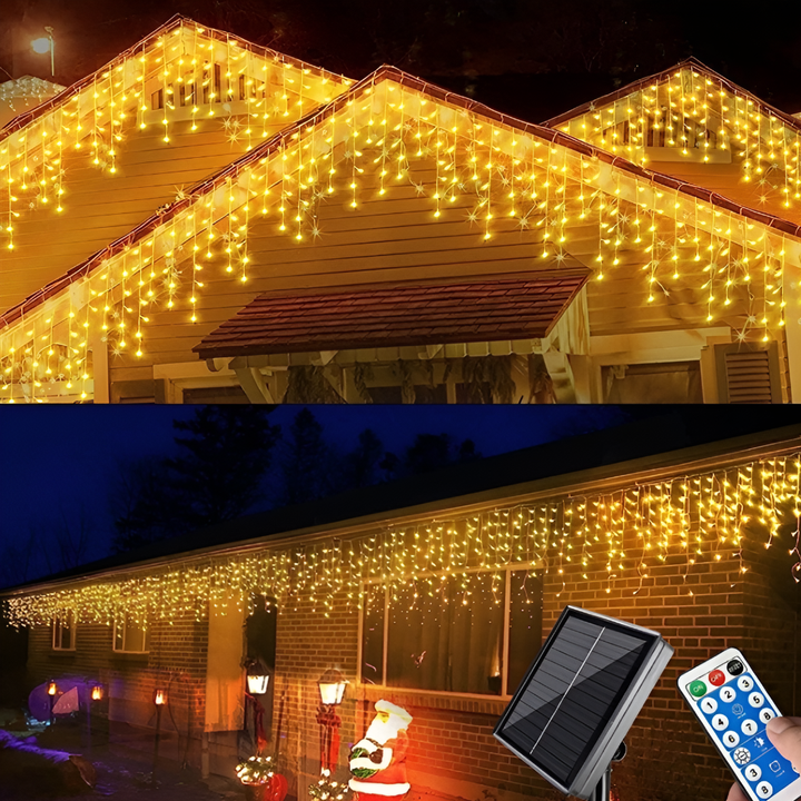 Durable LED curtain lights brighten outdoor patios & gardens. Festive fairy lights create a magical atmosphere for parties.