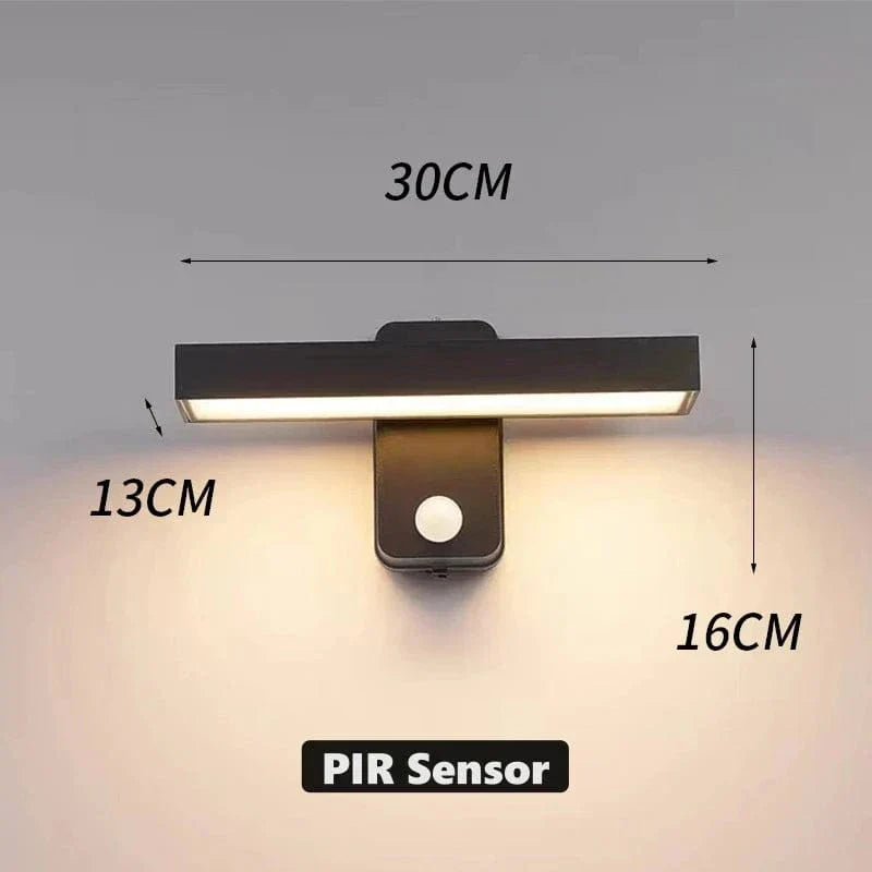 Adjustable beam outdoor motion sensor wall light, waterproof & LED.
