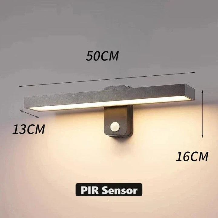 Waterproof motion sensor wall light for porch, garden & exterior lighting.
