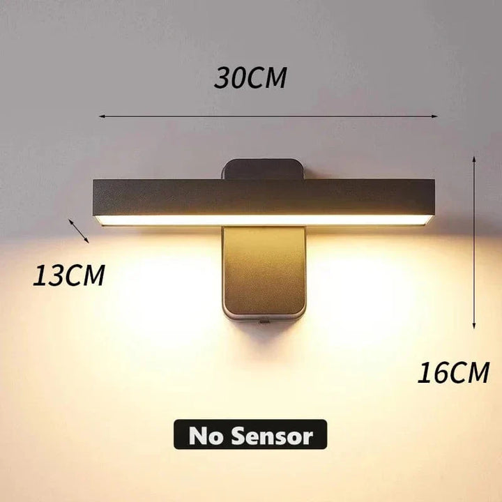 Durable waterproof outdoor motion sensor LED wall light for reliable security.