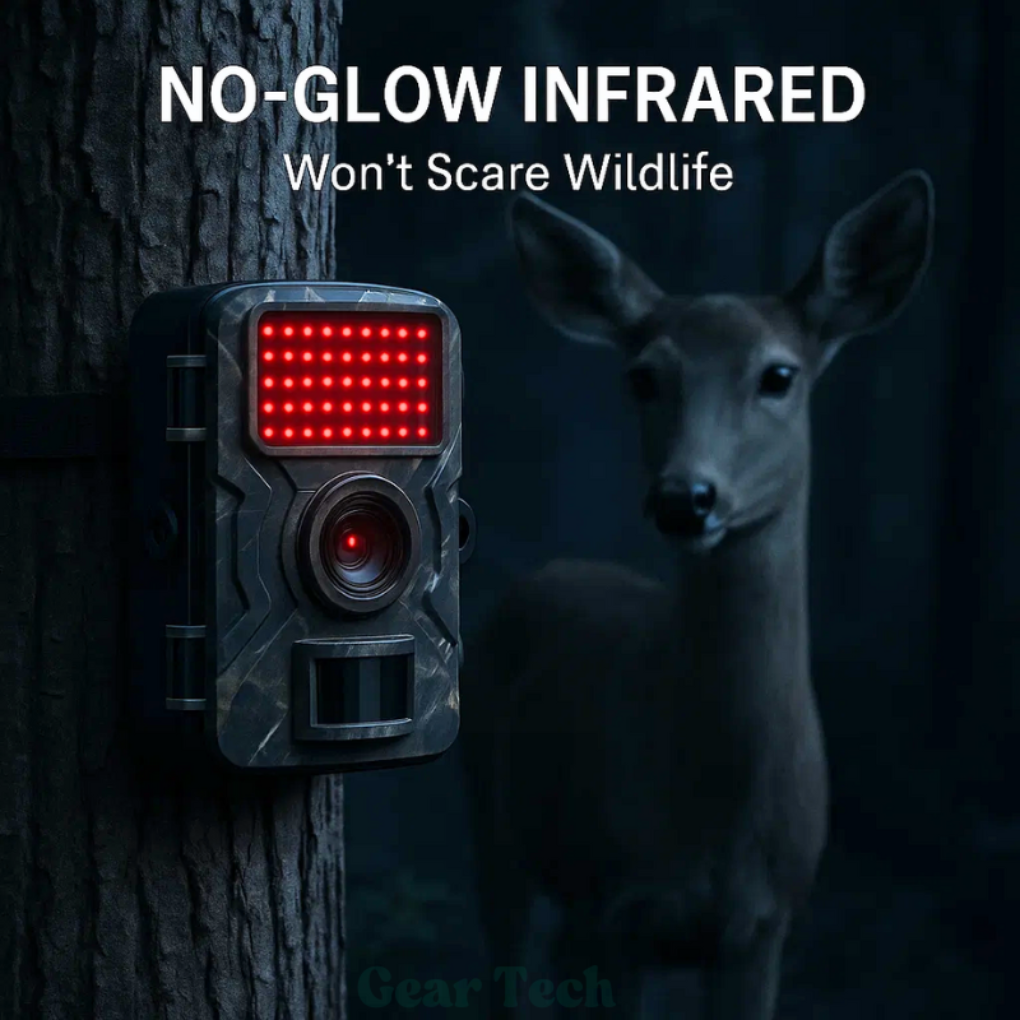 Motion-activated HD camera with night vision. Weatherproof outdoor surveillance for wildlife & home security needs.