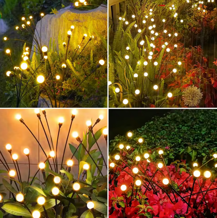 Elegant solar firefly LED pathway lights, waterproof & energy-efficient, ideal for garden, patio & yard decor.