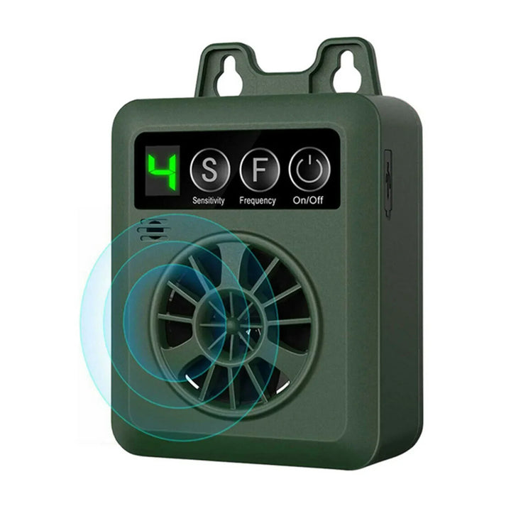 Weather-resistant outdoor ultrasonic dog bark deterrent, perfect for patio & yard bark control.