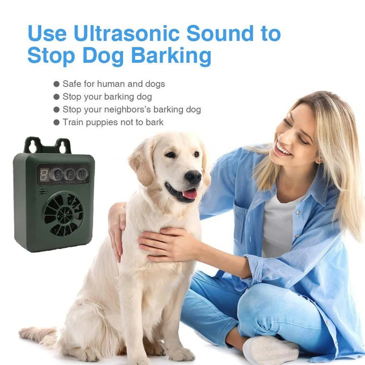 Compact outdoor ultrasonic dog barking control unit, designed for gardens & all-weather use.