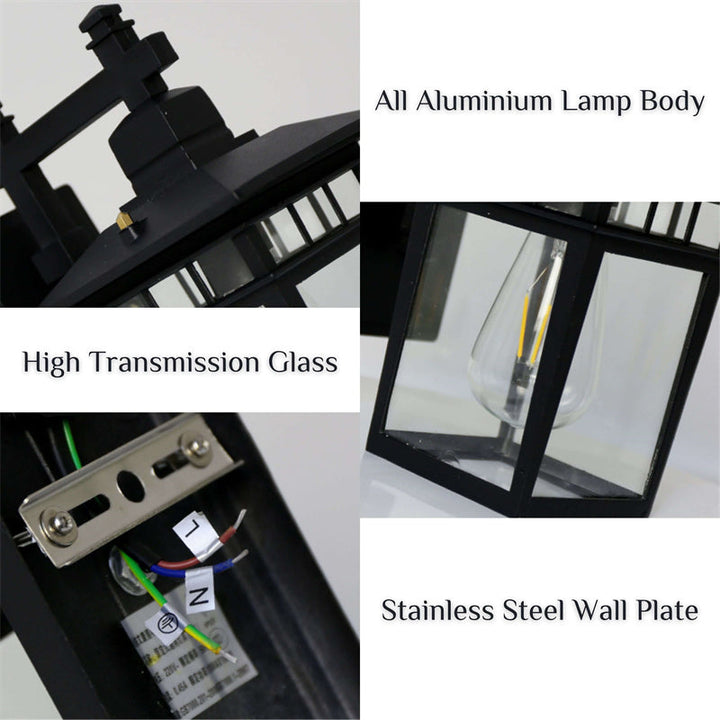 Waterproof outdoor lantern wall light in black, ensuring durability and garden lighting in all weather.