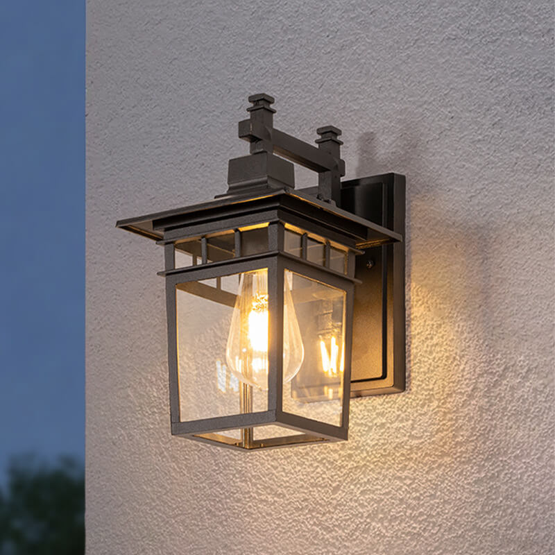 Elegant copper waterproof lantern wall light, ideal for garden lighting & outdoor exterior decor.