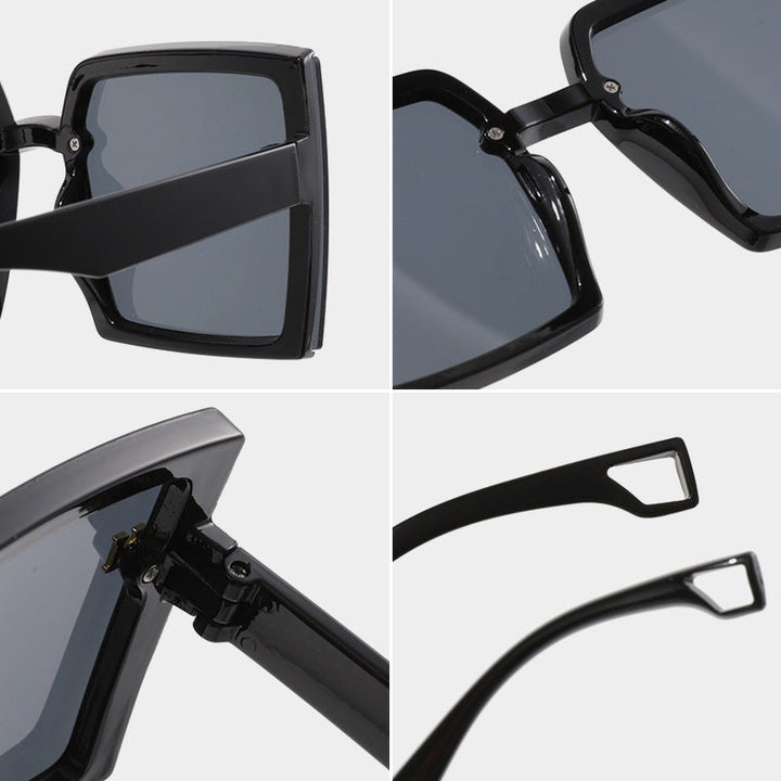 Stylish oversized shield sunglasses, providing superior UV protection for outdoor activities.