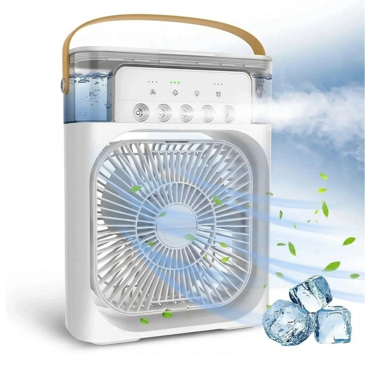 Side view of the personal USB air cooler & humidifier, highlighting its portable design and easy water refill.