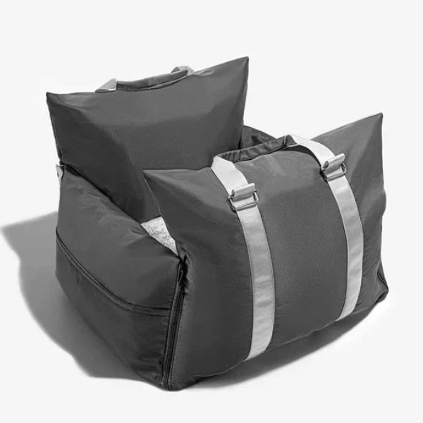 Premium pet car seat bed, waterproof & portable, ensures dog's safety and comfort.