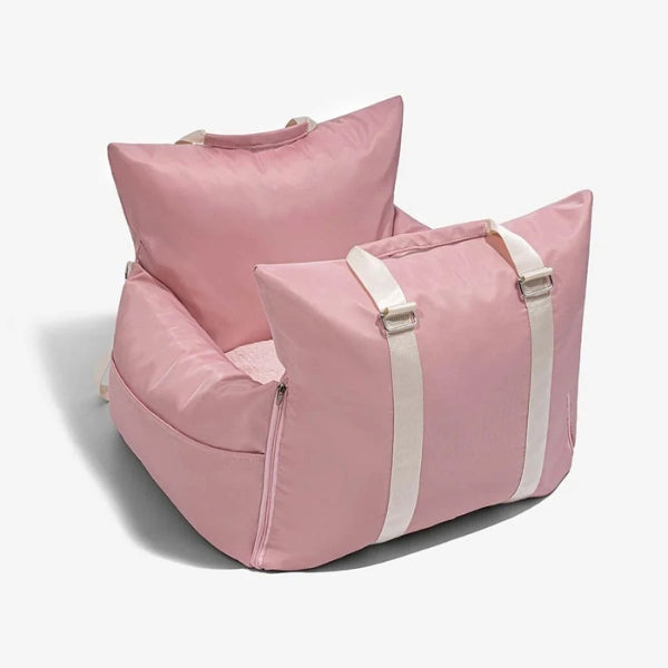 Road trip ready: waterproof dog travel bed with safety harness & car attachment.