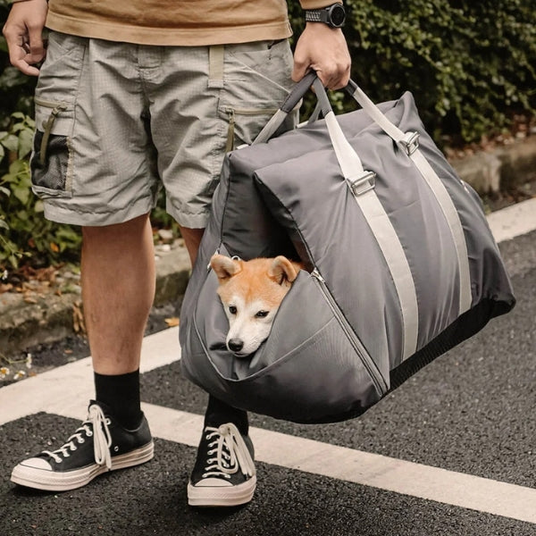 Innovative pet car accessory: dog seat bed, waterproof & integrated safety harness.