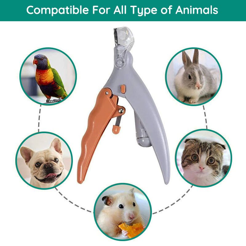 High-quality pet nail clipper with LED light, great for safe dog, cat, and animal paw grooming.
