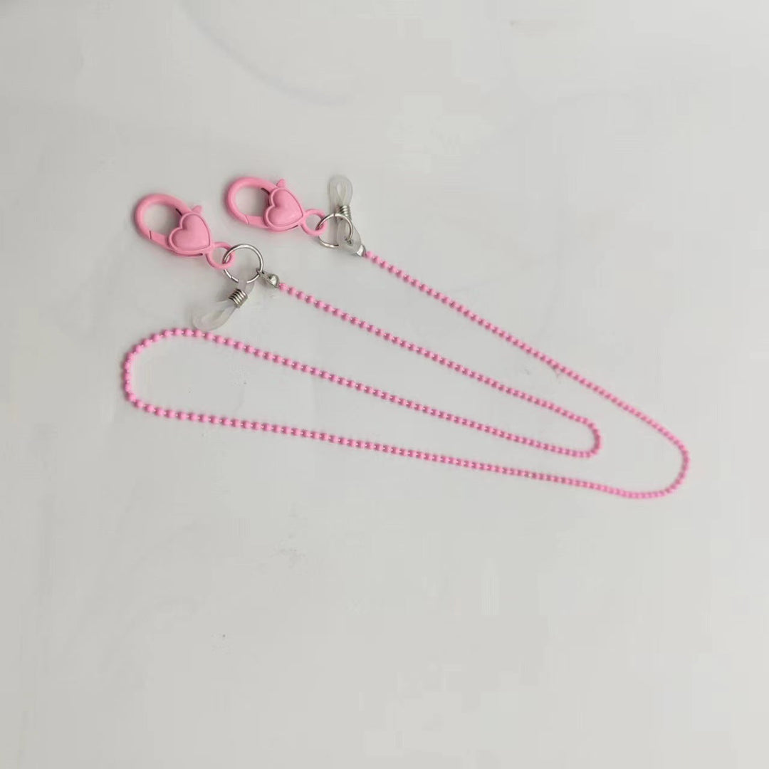 Cute pink phone chain for women. Heart-themed phone holder strap, secure & stylish smartphone accessory.