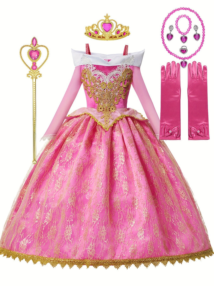 Pink princess dream costume for girls, perfect for dress-up play & fantasy role-play.