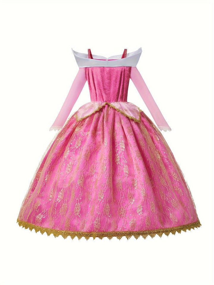 Beautiful pink princess costume for girls, designed for dream play and dress-up adventures.