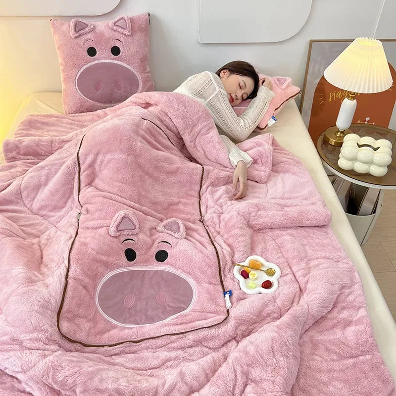 Modern home decor plush blanket & cushion set, offering Cuddly Soft warmth and coziness for any living area.