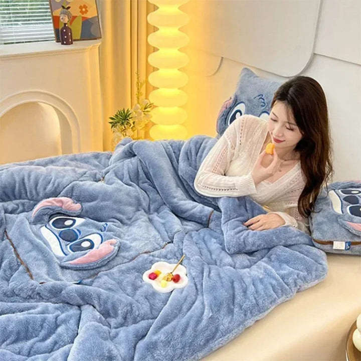 Cuddly soft plush throw blanket & matching cushion, perfect for warmth, comfort, and cozy home decor.
