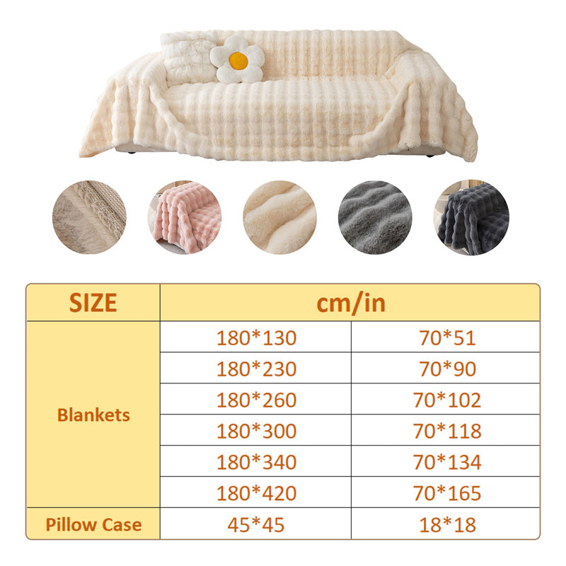 Light gray decorative faux fur sofa cover, non-slip, plush comfort for your living room.