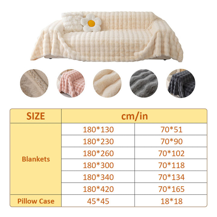 Light gray decorative faux fur sofa cover, non-slip, plush comfort for your living room.