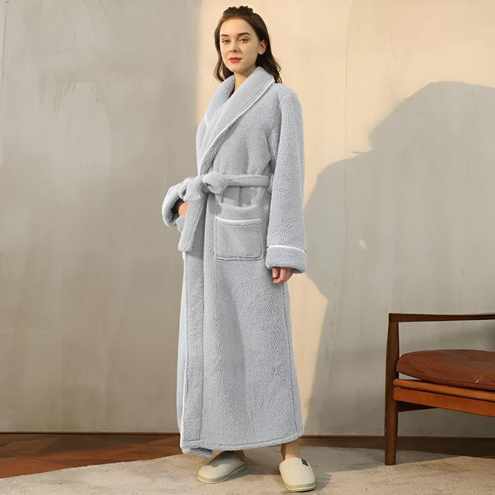 Luxurious unisex plush fleece bathrobe. Soft, warm, and cozy, offering ultimate comfort for home wear & relaxation.