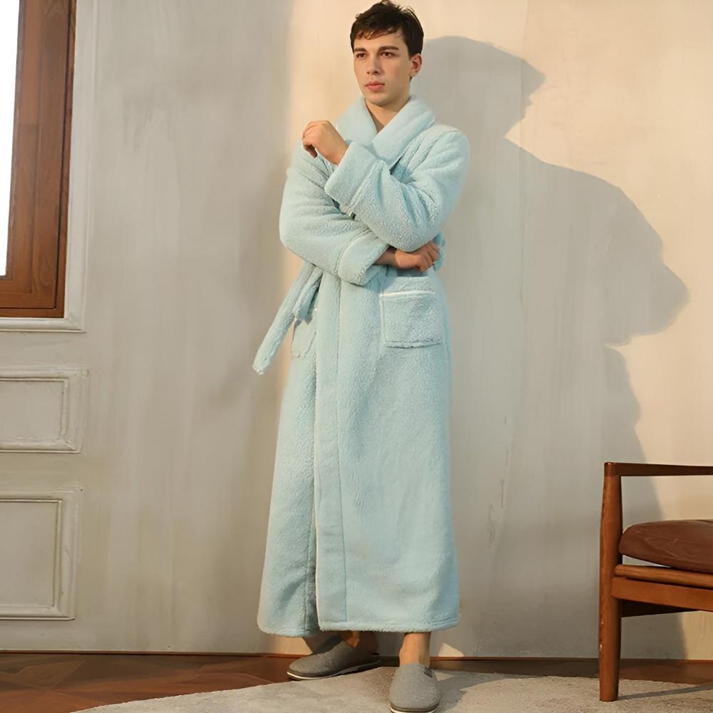 Luxury unisex plush fleece robe for ultimate home comfort. Soft, warm, and cozy loungewear for relaxation.