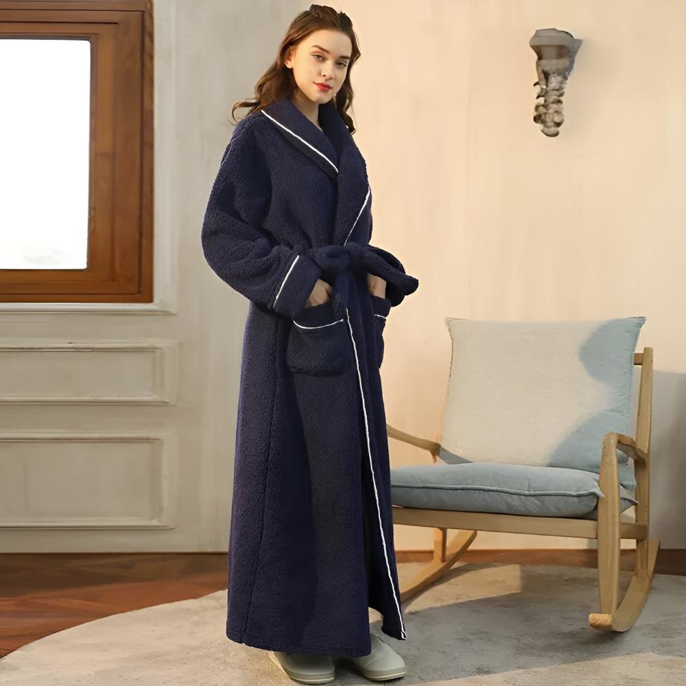 Unisex plush fleece bathrobe, a soft & warm gift. Cozy home wear for ultimate comfort during winter.