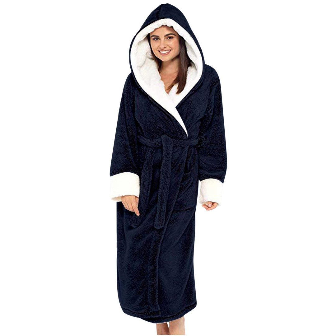 Versatile women's plush hooded loungewear robe with a belted design. Perfect for all-day cozy comfort.