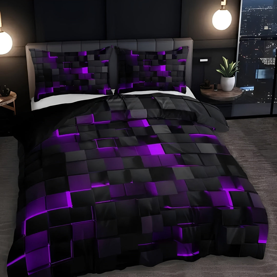 Plush microfiber duvet cover set, ultra-soft bedding for ultimate cozy bedroom comfort.