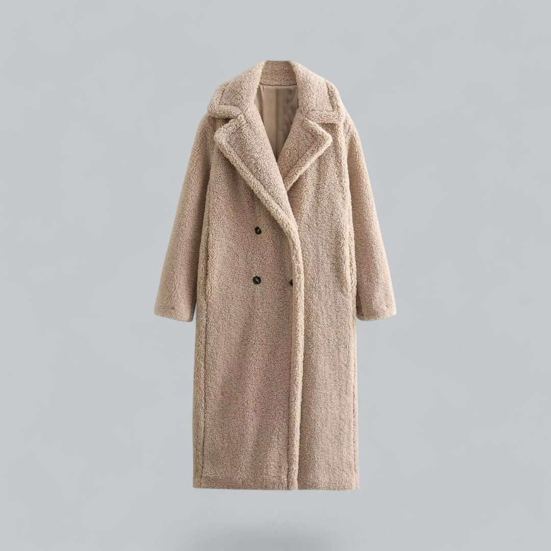 Comfortable & warm women's plush teddy coat, ideal for cold weather.