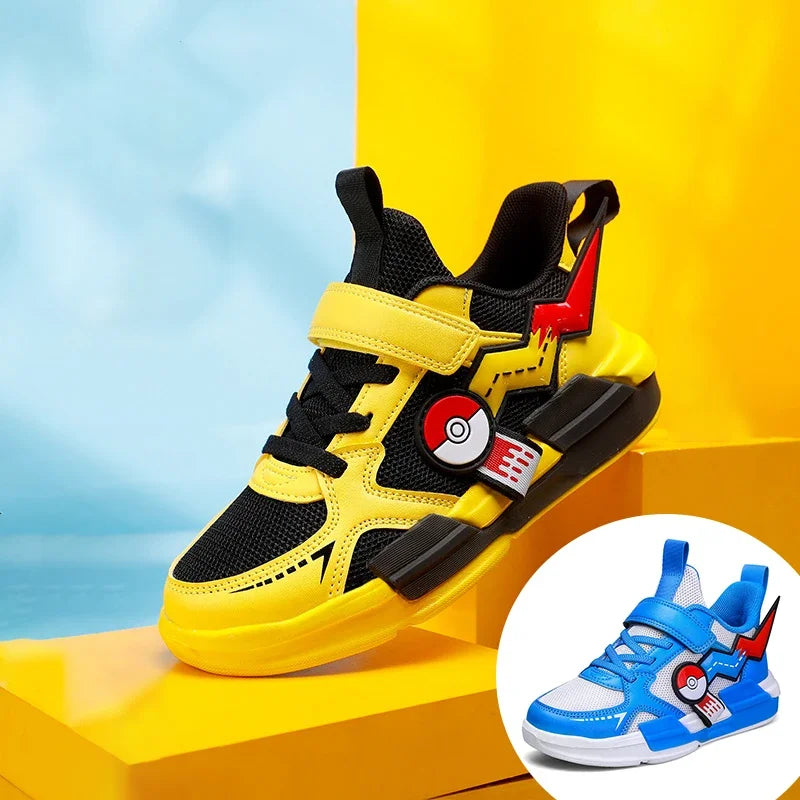 Pokémon kids' breathable athletic sneakers, yellow, for boys & girls. Comfy school & playtime footwear.