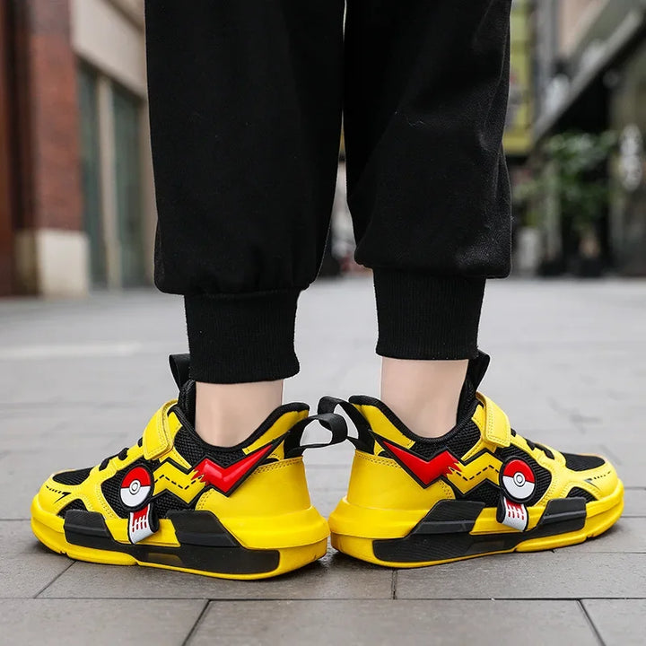 Kids' breathable & comfy yellow Pokémon athletic sneakers for boys & girls. Ideal for school & active play.