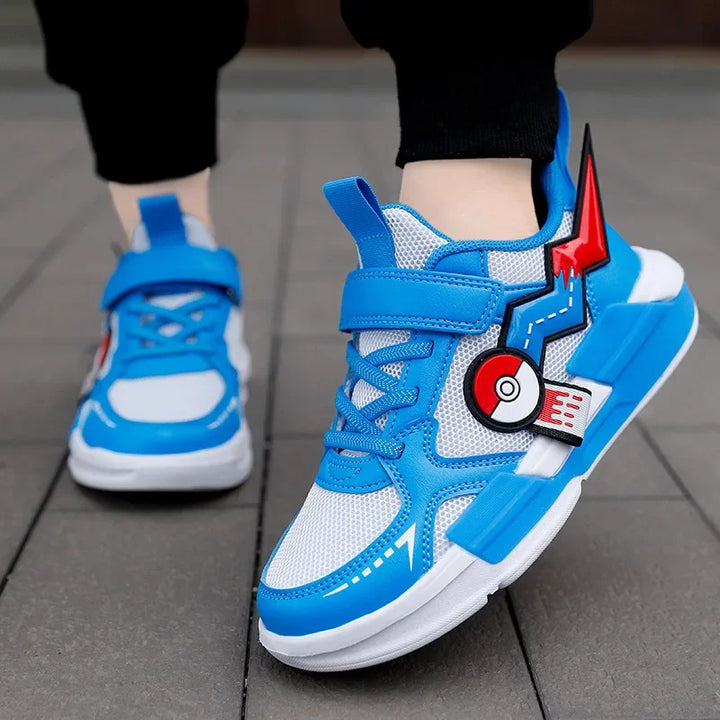 Stylish yellow Pokémon kids' sneakers for boys & girls, featuring breathable comfort for school & daily wear.