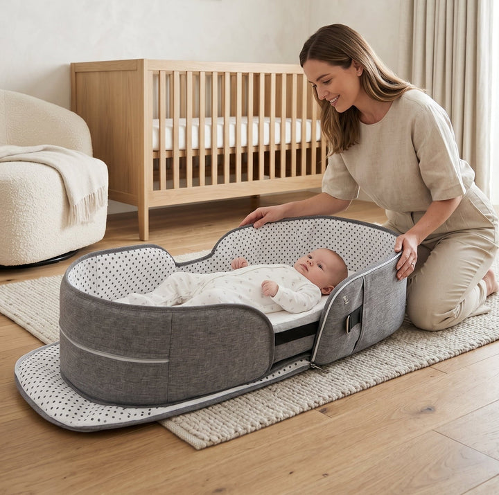 Portable baby mosquito net bed, foldable mesh crib for outdoor and indoor infant protection & sleep.
