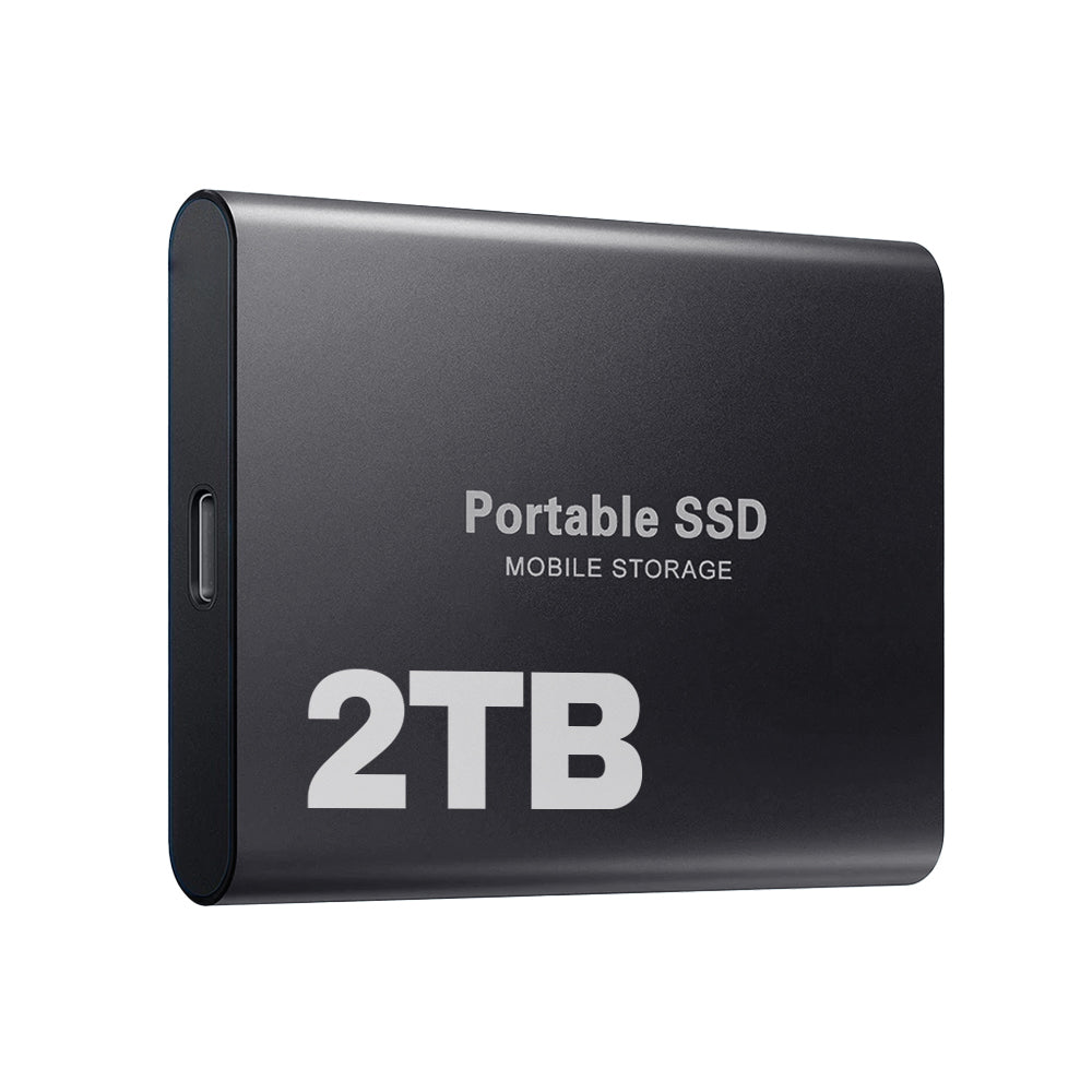 Sleek, compact portable SSD 2TB, high-speed external drive with USB-C for universal use.