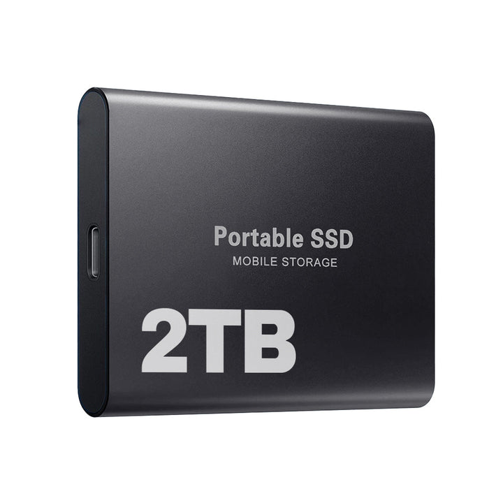 Sleek, compact portable SSD 2TB, high-speed external drive with USB-C for universal use.