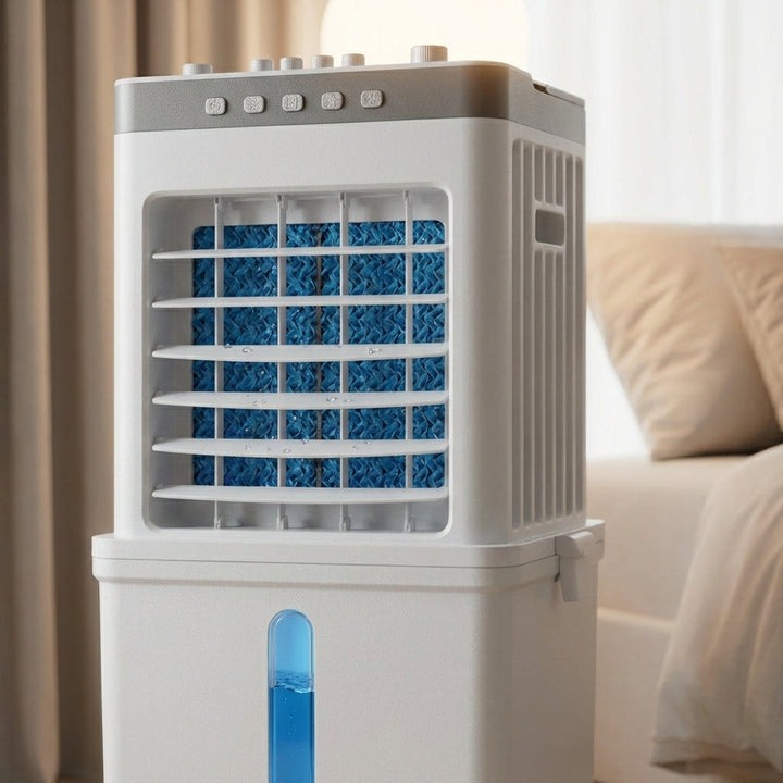 Portable 3-in-1 air cooler, dehumidifier, and fan for efficient home cooling and indoor comfort.