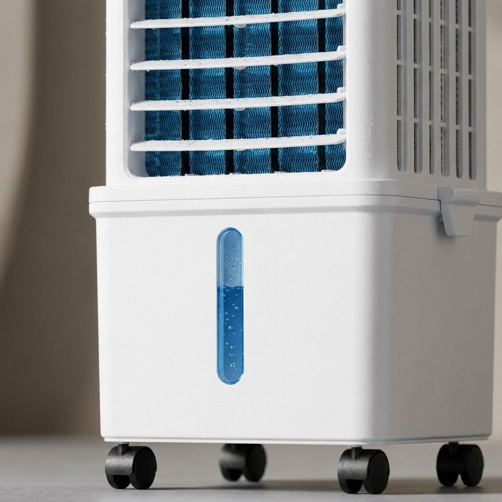 Versatile 3-in-1 portable air cooler, dehumidifier, and fan, perfect for quiet, energy-efficient indoor climate control.