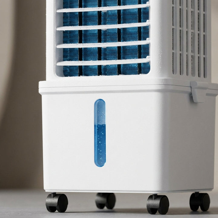 Versatile 3-in-1 portable air cooler, dehumidifier, and fan, perfect for quiet, energy-efficient indoor climate control.