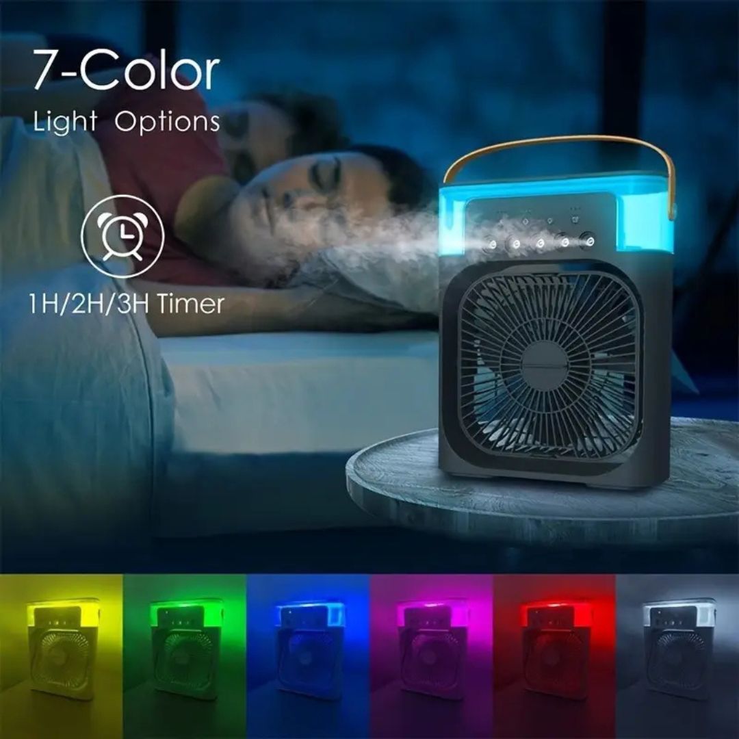Portable 3-in-1 air cooler, humidifier & fan for personal space cooling at home or office.