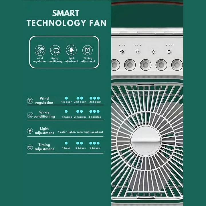 Quiet portable air cooler and humidifier fan, perfect for uninterrupted sleep or work.