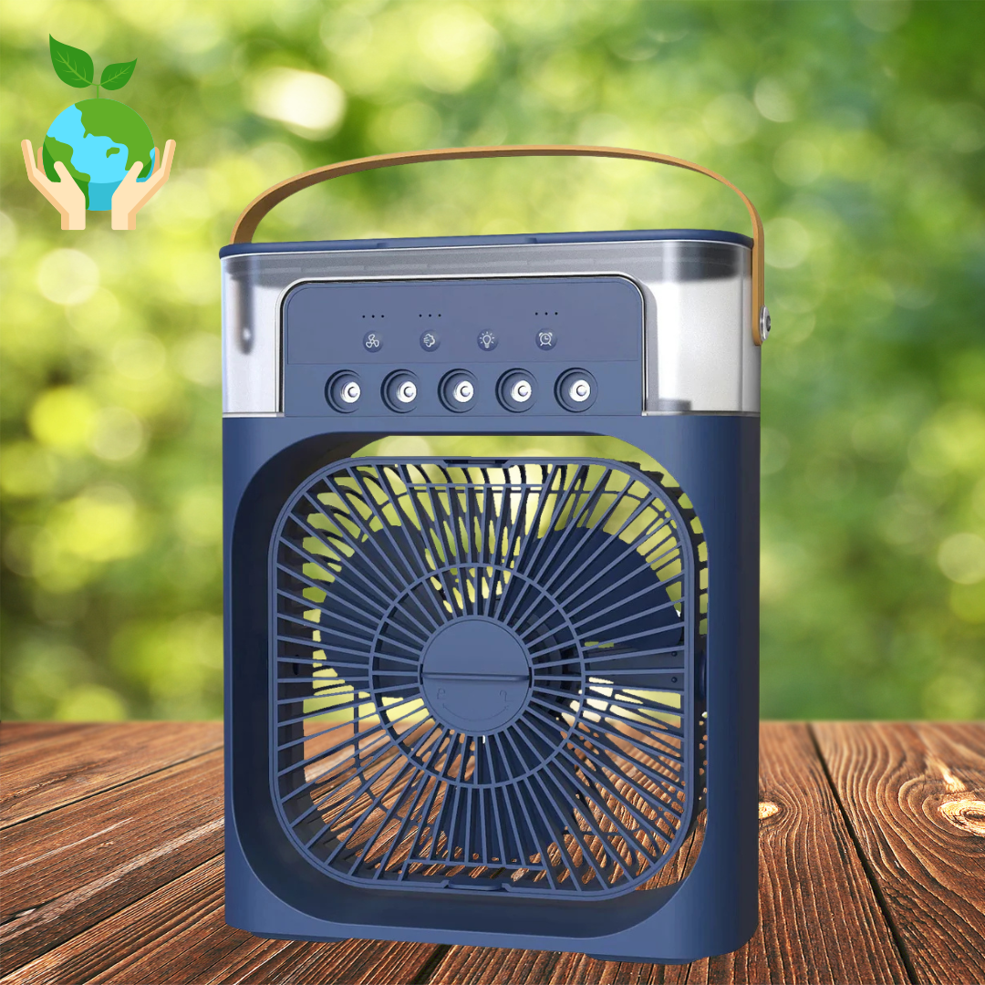 Sleek portable 3-in-1 cooling fan, humidifier, and air circulator for small rooms.