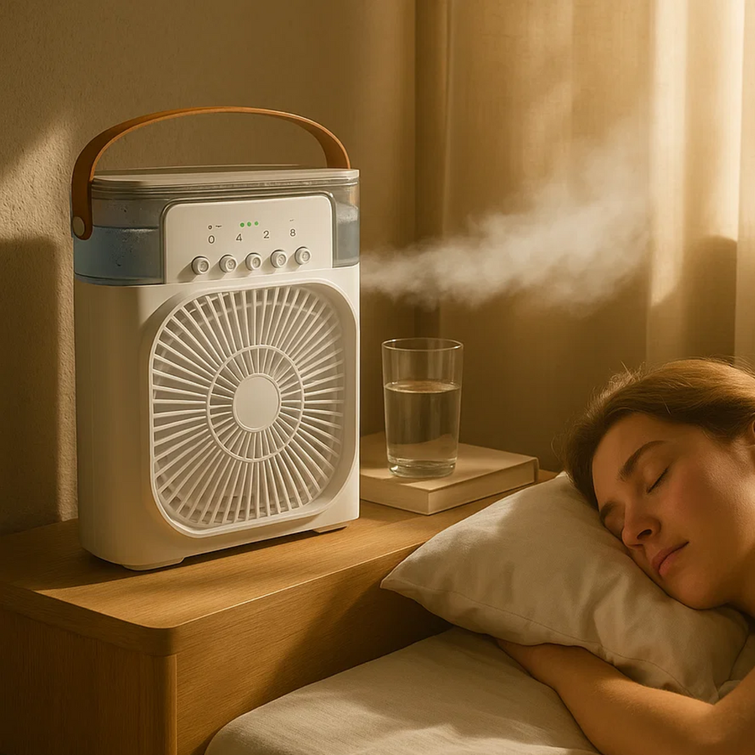 Versatile 3-in-1 portable air cooler, fan, and humidifier for all-season comfort.