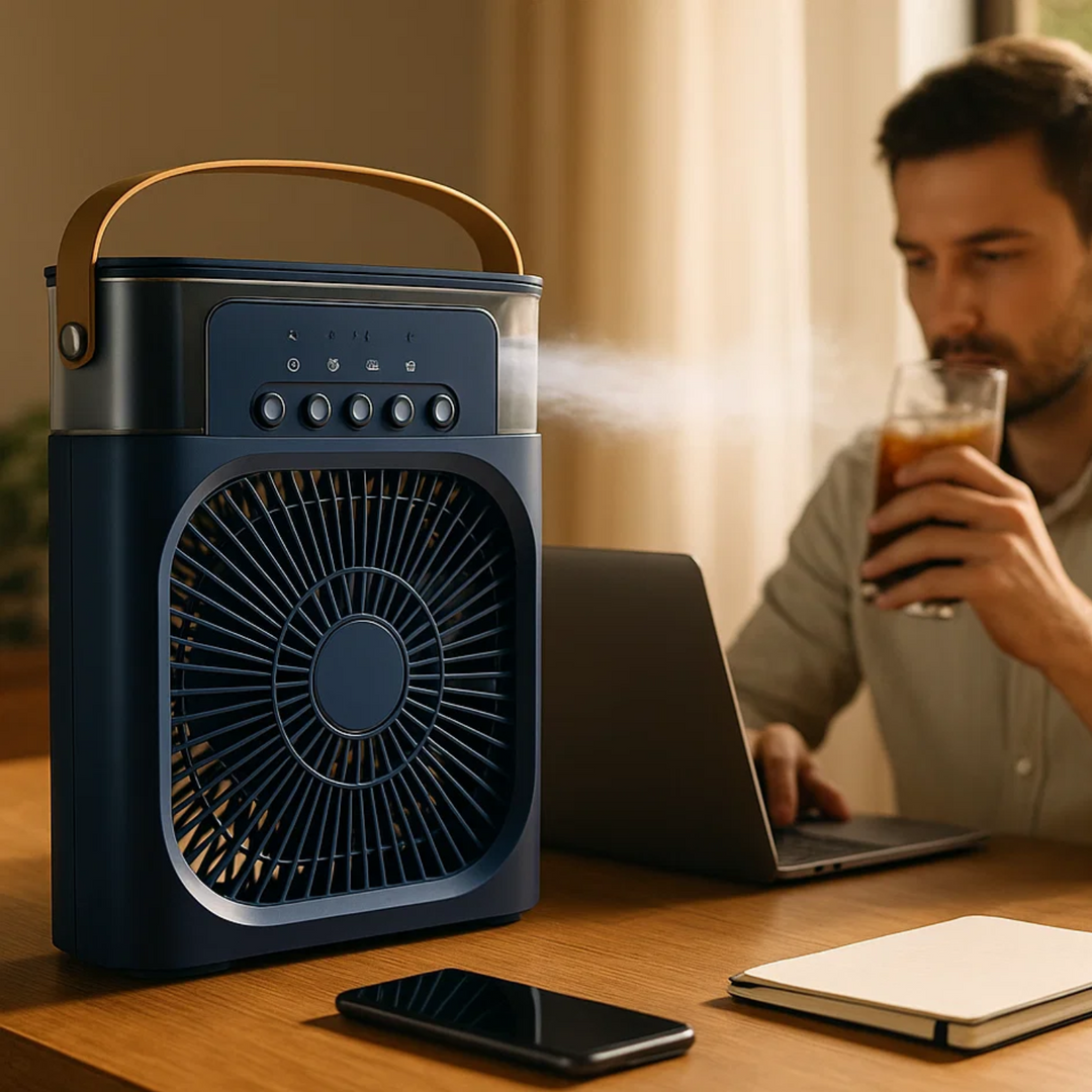 Compact air cooler & humidifier designed for home and office personal cooling.