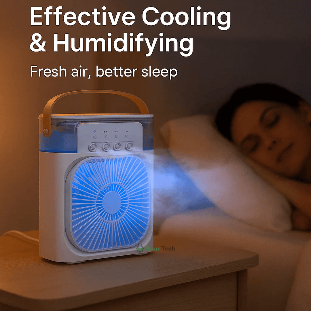 Experience cool relief with this portable 3-in-1 air cooler, humidifier, and fan.