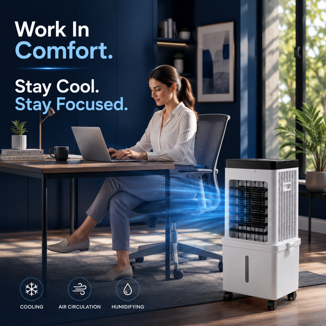 Versatile 3-in-1 portable air cooler, humidifier, & air purifier. Improves indoor air quality & adds home comfort.