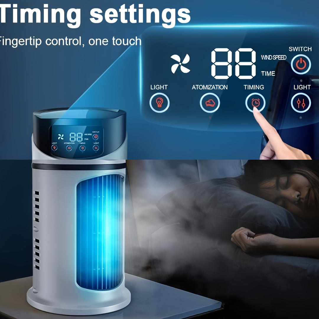 Enjoy cool mist, air circulation & soft LED light with this personal portable fan and air cooler.